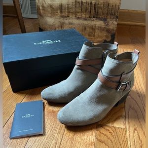 Coach Pauline Slate Gray Suede Leather Booties (Size 9M)